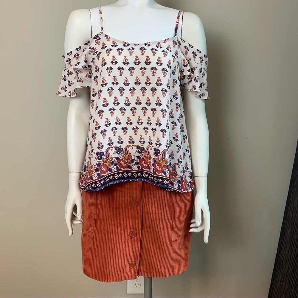 Charlotte Russe Corduroy Mini Skirt Rust Medium - Picture 3 of 12